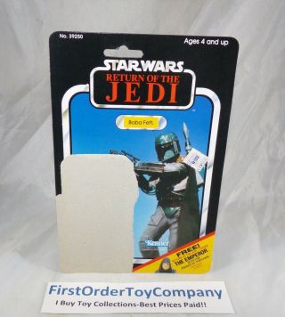 Vintage Star Wars 1983 Rotj 65 Back Boba Fett Figure Card Back Backing