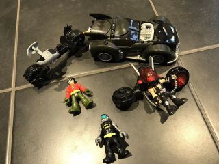 Imaginext Batman And Robin Toy Car Bundle With Figures