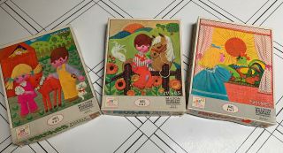 3 Vintage Milton Bradley Puzzles “patches” 1970 