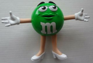 Vintage M&m Green Candy Plastic Figure Bendy Bendable Arms/legs 6.  5 "
