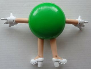 Vintage M&M Green Candy Plastic Figure Bendy Bendable Arms/Legs 6.  5 