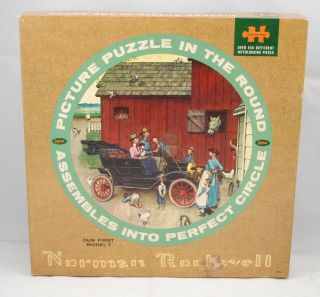 Norman Rockwell " Our First Model T " Picture Puzzle In The Round