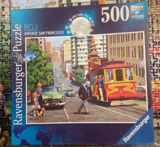 Ravensburger Puzzle 500 Pc Vintage San Francisco Market St Cable Car Complete
