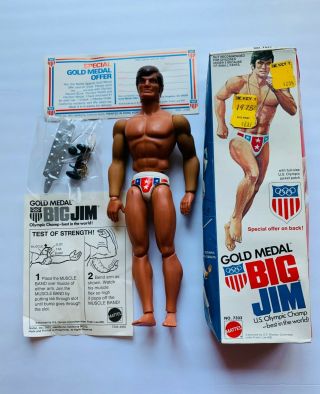 Vintage Nib Gold Medal Big Jim Us Olympic Champ By Mattel