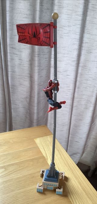 Rare Magnetic Spiderman 6” Spiderman Action Figure 2003 With Flag Pole