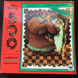 James C.  Christensen Olde World Santa 500 Piece Cork Jigsaw Puzzle Christmas
