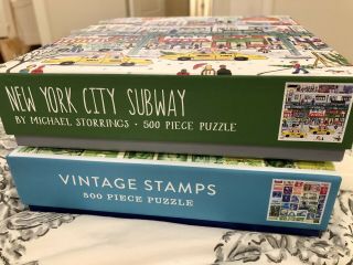 York City Subway,  Vintage Stamps Galison 500 Piece Jigsaw Puzzles Complete