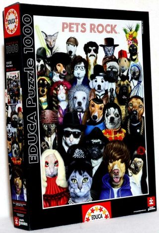 1000 Piece Jigsaw Puzzle Pets Rock Made In Spain By Educa Complete Exc Cond