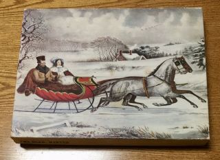 Complete Springbok 500 Piece Puzzle,  Currier & Ives The Road Winter,  Holidays