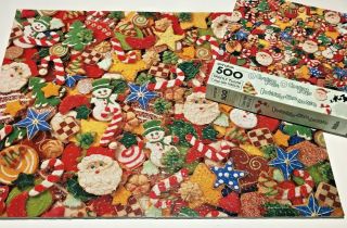 Springbok Family Jigsaw Puzzle 500 Pc O Xmas Treat Cutout Cooky Decorated Oh Vtg