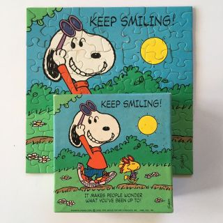 Snoopy Woodstock Keep Smiling Springbok Mini Jigsaw 7 " Puzzle Hallmark Peanuts