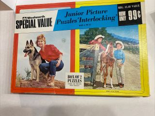Trail Partner & 3 Fillies Vintage Woolworths Box Of 2 Junior Picture Puzzles