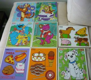 9 Vintage Puzzles Disney Playskool Fisher Price Tiger Barney Cookie Monster