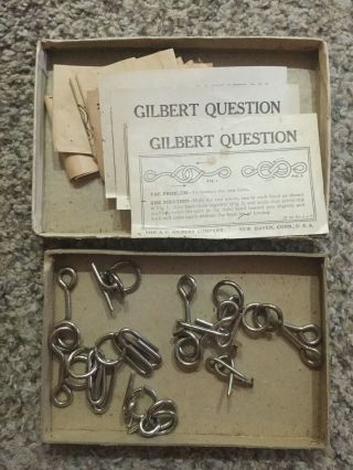 Vintage A.  C.  Gilbert Boxed Puzzles - Magic Set - 1917? - Twin Rings & Twin Links 2