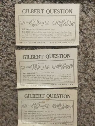 Vintage A.  C.  Gilbert Boxed Puzzles - Magic Set - 1917? - Twin Rings & Twin Links 3