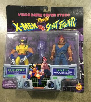 X - Men Vs Street Fighter Wolverine Vs Akuma Video Game Stars Toy Biz Damage