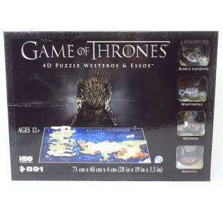 Game Of Thrones Westeros & Essos Map 4d Puzzle W/ Mini Winterfell & City Models