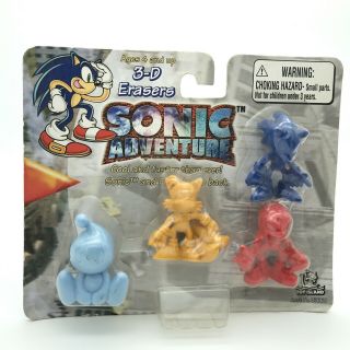 Sonic,  Knuckles,  Tails & Chao 3 - D Erasers Sega Sonic Adventure Asst No.  37660 Rare