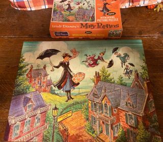 Vintage 1964 Walt Disney Mary Poppins Picture Cherry Tree Lane Puzzle By Jaymar