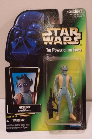 1996 Star Wars Potf Greedo With Blaster Pistol Green Card