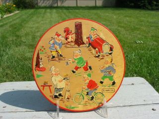 Vintage Simplex Wood Wooden Round Puzzle Holland Made Dutch Toy Game Old Gnome 2