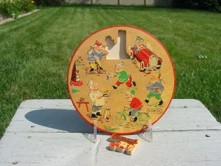 Vintage Simplex Wood Wooden Round Puzzle Holland Made Dutch Toy Game Old Gnome 3