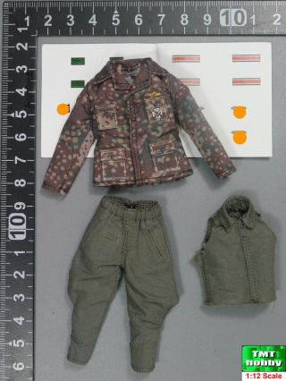 1:12 Scale Damtoys Pes003 Wwii German Panzer - Uniform Set W/ Patches