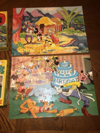 2 VINTAGE Walt Disney Mickey Mouse,  Pluto,  Goofy,  Minnie,  Donald Jaymar Puzzles 2