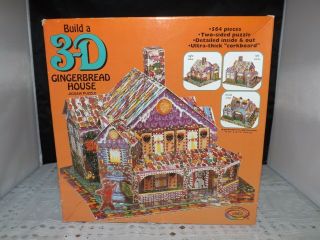 Vtg 1994 Ceaco 3 - D Jigsaw Puzzle " Gingerbread House " Christmas Colorful Puzzle