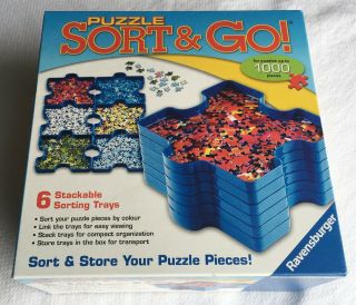 Ravensburger Puzzle Sort & Go 6 Stackable Sorting Trays,  1000 - Piece Puzzle Euc