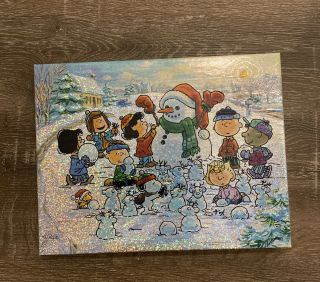 Peanuts Winter Wonderland 500 Piece Puzzle Christmas Snowman Metallic Springbok