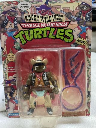 1992 Crazy Cowboy Don Moc Carded Tmnt Vintage Mutant Ninja Turtles Figure