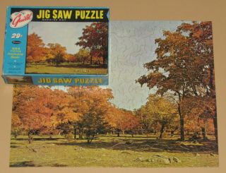 Vintage Whitman Guild Picture Puzzle Jigsaw " Ontario Canada " Autumn Colors Cib
