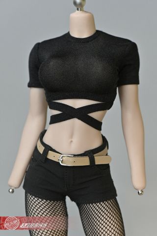 1/6 Female Black T - Shirt Top Clothes Fit 12 " Phicen Tbleague Action Figure
