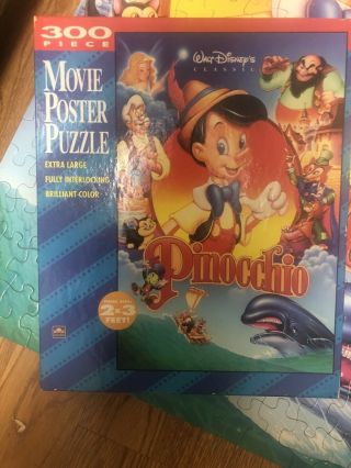 Disney Pinocchio 300 Piece Large Movie Poster Puzzle 2 ' x3 ' Golden 100 COMPLETE 2