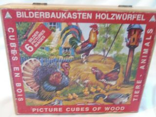 Wood Puzzle German Fairy Tale Bilderbaukasten Holzwurfel Picture Cubes Of Animal