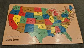 Vintage Sifo Large Wood Puzzle United States Usa Commercial Map 1940 