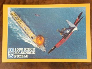 F.  X.  Schmid 1000 Piece Puzzle Midway Turning Point Sbd Dauntless Bomber Vintage