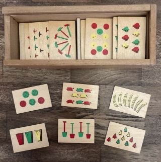 Vintage Simplex Toys Wooden Learning Cards Made In Holland - 47 Cards