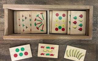 Vintage SIMPLEX TOYS Wooden Learning Cards Made In Holland - 47 Cards 3