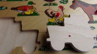 Vintage Simplex Wooden Farm Pictures 9 Piece Puzzle/Pegs Priority 3