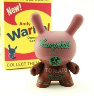 Kidrobot Dunny 3 " Andy Warhol Series Campbells Tomato Soup Designer Art Toy