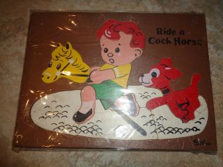 Vintage Sifo Wooden Jigsaw Puzzle Ride A Cock Horse & Joseph Straus Cat Puzzle