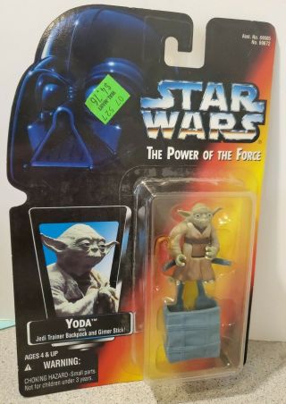 1995 Kenner Star Wars The Power Of The Force Yoda Moc Nip Orange Card