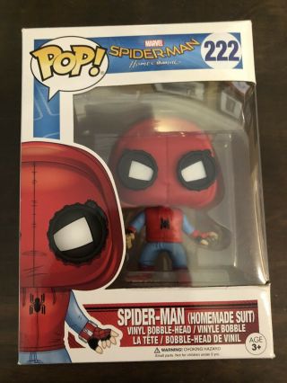 Funko Pop Spider - Man Homecoming: (homemade Suit) 222 W/ Soft Protector