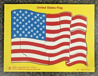 Vintage 1988 Judy Instructo 13 Piece Wooden Puzzle United States Flag J606301