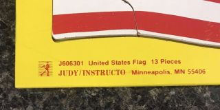 Vintage 1988 Judy Instructo 13 Piece Wooden Puzzle UNITED STATES FLAG J606301 2