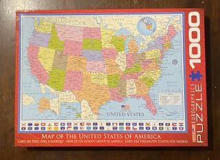Eurographics - Map Of The United States With State Flags - 1000 Pc Puzzle - Euc