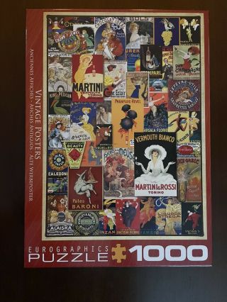 Eurographics 1000 Piece Vintage Posters Jigsaw Puzzle Complete