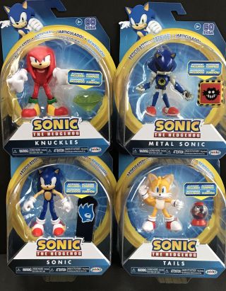 Set Sonic Hedgehog Articulated Jointed 4 " Action Figure Metal Tails Knuckles